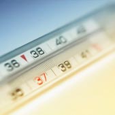 Unfocused image of thermometer metrics